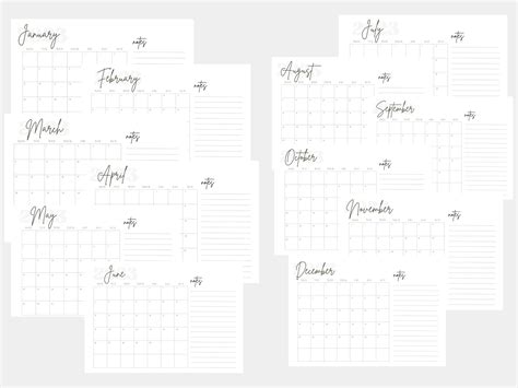 Printable Calendar 2023 Landscape Monthly Calendar - Etsy