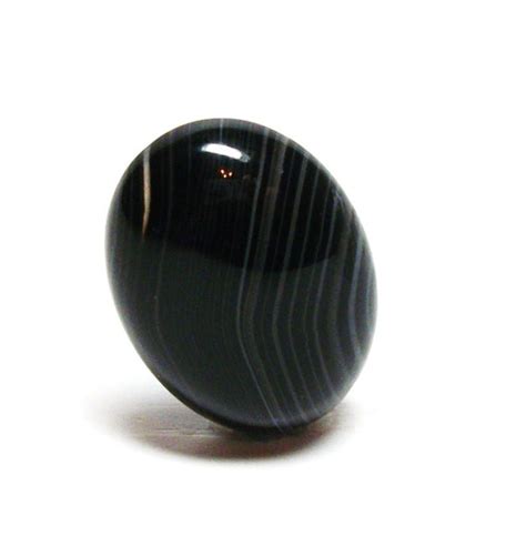 Agate black white agate banded agate cabochon black and