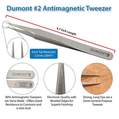 Dumont High Tech Tweezer Ss Non Magnetic 4 34 2 Watchmaker