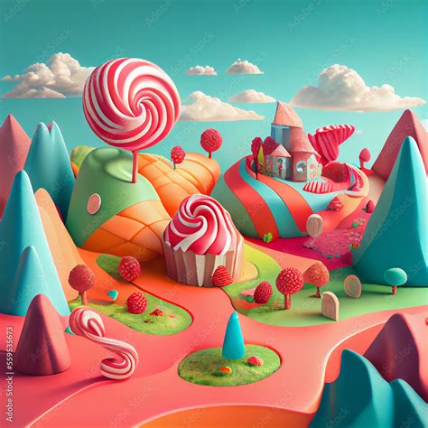 Candy land ai art Stock Illustration | Adobe Stock