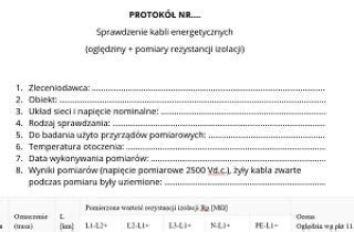 Protok Pomiarowy Ze Sprawdzenia Przewodu Zasilaj Cego Do Kv Nowy