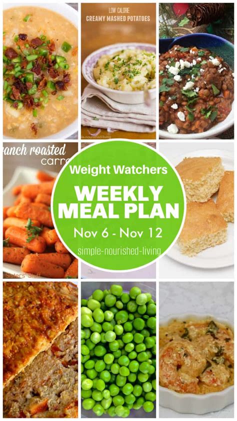 WeightWatchers Weekly Meal Plan Nov 6 Nov 12 Simple Nourished Living