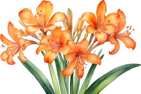 AI Generated Watercolor Painting Of Clivia Miniata Flower Ai Generated