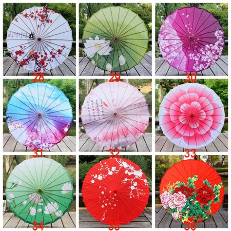 Rainproof Chinese Traditional Craft Oil Paper Japanese Umbrella With Wooden Handle And Silk