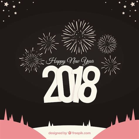 Free Vector | Happy new year 2018 background with fireworks