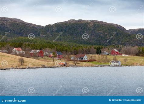 Norwegian Small Village Wooden Houses And Barns Stock Image Image Of