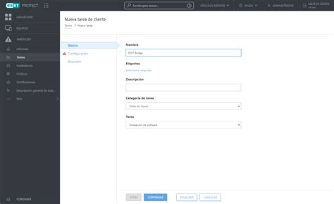 Instalación mediante la tarea de Instalación de software ESET Bridge