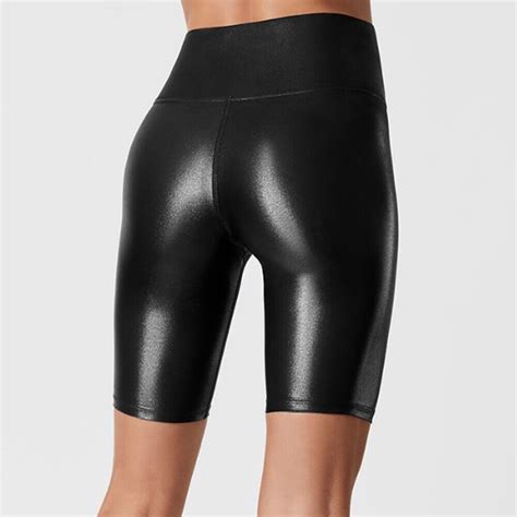 Black Stretch Shorts Leggings For Women High Waist Faux Leather Hot