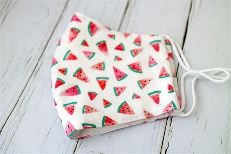 Watermelon Face Mask Fruit Print Washable Cotton Fabric Mask Etsy