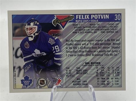 1993 94 Topps Premier Gold 30 Felix Potvin Toronto Maple Leafs 🥅🏒🔥 Ebay