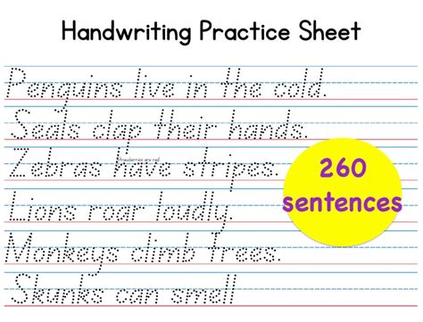 Short Sentences For Handwriting Practice