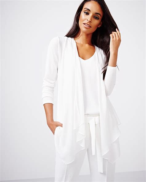 Long T Shirt Cardigan With Chiffon Rwandco