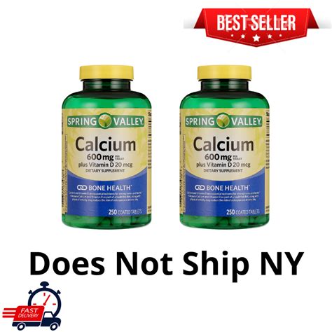 Calcium Supplement 600mg With Vitamin D3 20mcg Bone Health 250 Tablelts 2 Pack Ebay