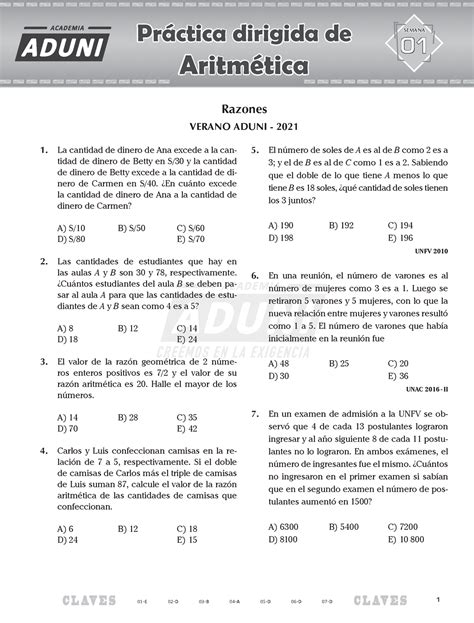 Semana Aritmetica Pr Ctica Verano Aduni Aritm Tica La Cantidad De