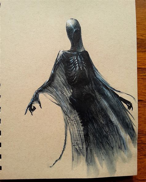 Dementor In Brushpen Waterbrush And White Gelpen Drawing