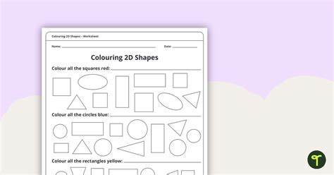 Colouring 2d Shapes Worksheet Teach Starter