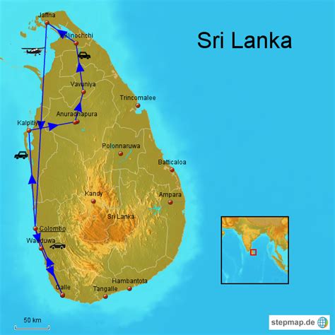 Stepmap Sri Lanka Landkarte F R Asien