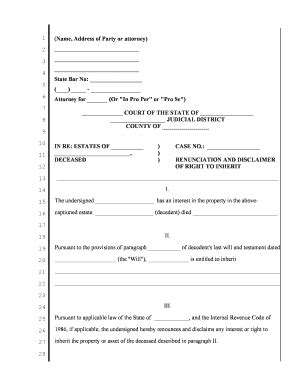 Printable Renunciation Of Inheritance Form