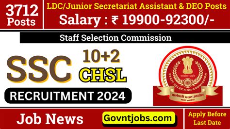 SSC CHSL Recruitment 2024 3712 Apply Online For LDC Junior