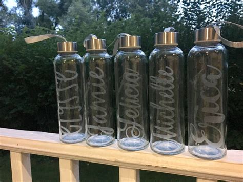 Personalized Engraved Etched Glass Water Bottle Personalized Etsy