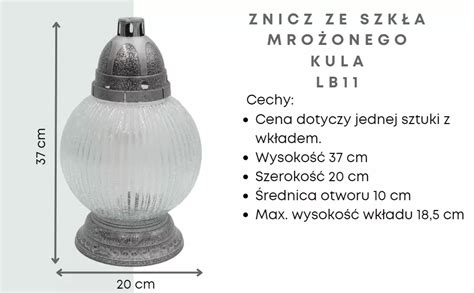 Znicz Kula Szkło Mrożone Srebrny LB11 ZNICZE Znicze ze szkła