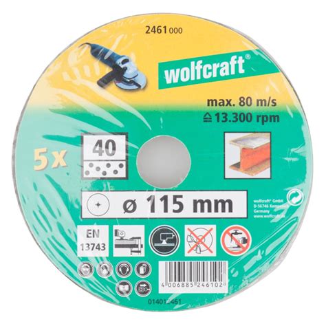 Disque Abrasif En Fibre Gr Mm Pi Ces Wolfcraft