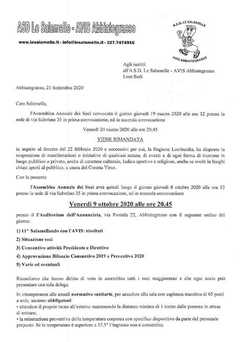 Asd Le Salamelle Convocazione Assemblea Annuale Soci