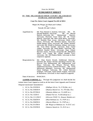 Fillable Online Ihc Gov Form No HCJDC JUDGMENT SHEET Islamabad High