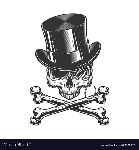 Vintage Gentleman Skull Without Jaw Royalty Free Vector