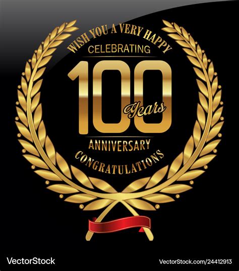 Anniversary Golden Laurel Wreath 100 Years Vector Image