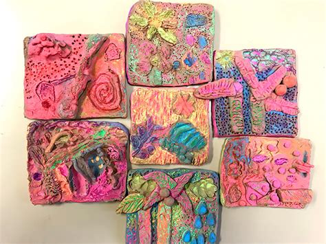 Create Colorful Clay Relief Tiles For Kids With Air Drying Clay