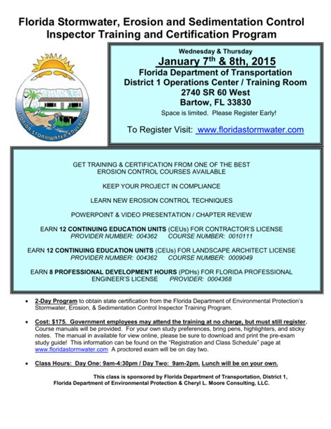 Florida Stormwater Erosion And Sedimentation Control Training