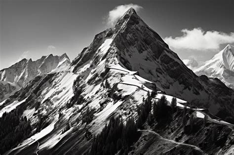 Premium Photo | Scenic mountain background in black and white