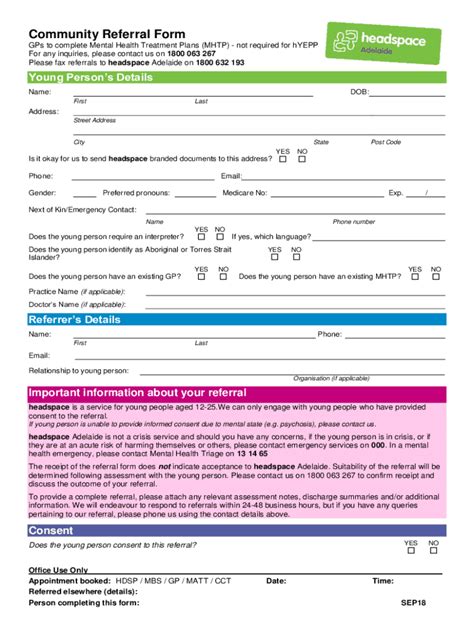 Fillable Online Headspace HYEPP Community Referral Form Fax Email