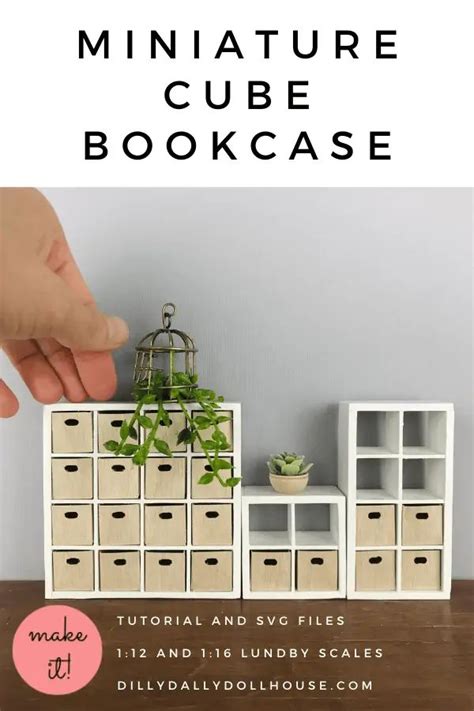 Diy Modern Dollhouse Miniature Cube Bookcase Shelf With Boxes