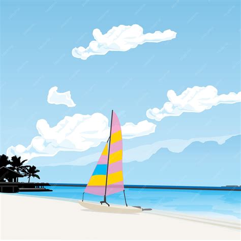 Premium Vector | Ocean beach nature landscape vector illustration