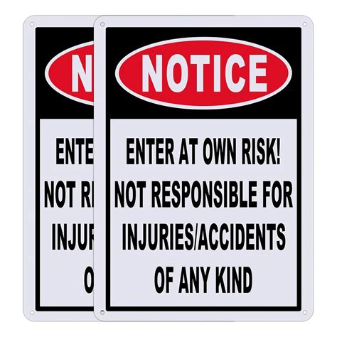 DIESOTT Notice Enter at Own Risk Sign, 2 Pack Not Responsible for