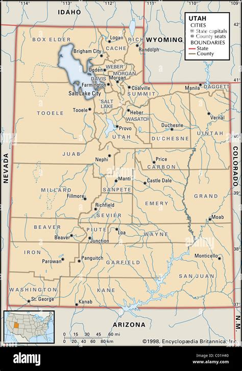 Mapa Político De Utah Fotografía De Stock Alamy