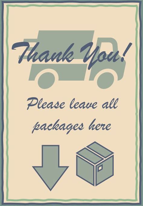 Delivery Driver Thank You Printable Digital Sign Leave Parcels Here