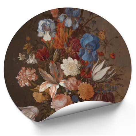 Muurcirkel Stilleven Met Bloemen Balthasar Van Der Ast Muursticker Sale