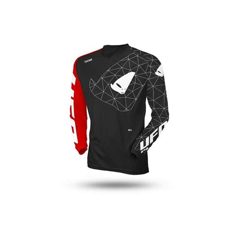 Maillot Moto Cross Enduro Ufo TECNO Noir Rouge Vente En Ligne