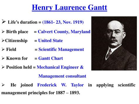 PPT - HENRY LAURENCE GANTT PowerPoint Presentation - ID:1359775