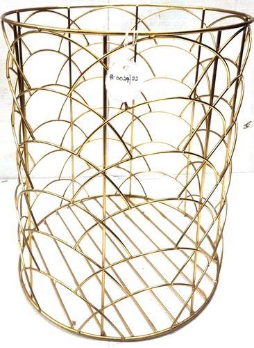 Metal Round Vertical Golden Wire Gift Basket Size Dimension X Cm