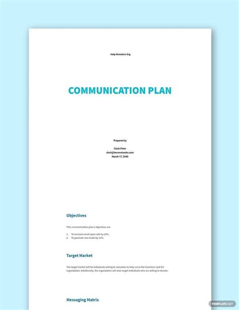 Nonprofit Communication Plan Template