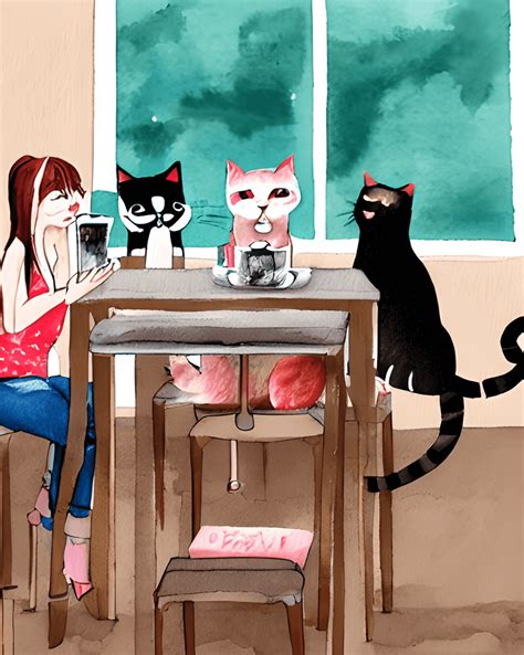 A Day In The Life Of A Cat Cafe · Creative Fabrica