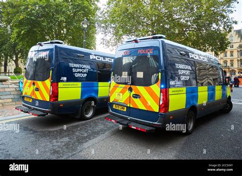 Two Police Vans From The Territorial Support Group A Unit Of The