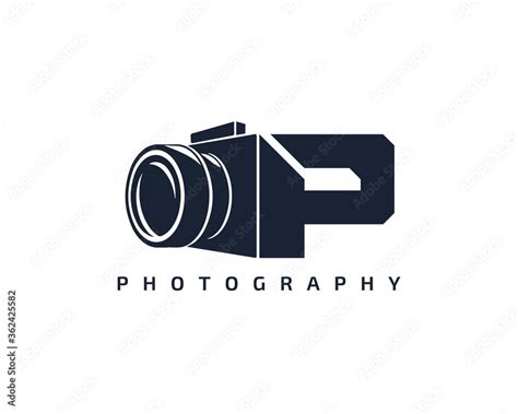 Initial Letter P Camera Photography Filmmaker Logo Design Stock Vector