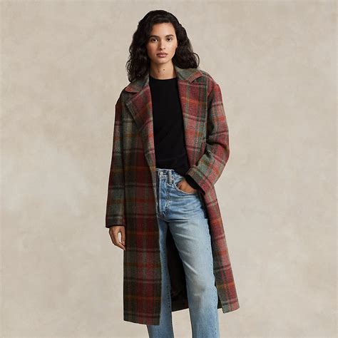 Ralph Lauren Plaid Wool-blend Twill Wrap Coat - Warm Plaid | Editorialist