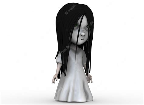 Premium Photo Scary Cartoon Character Horror Girl With Black Hair 3d