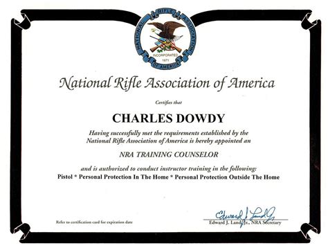 NRA Training Certificate Template Free